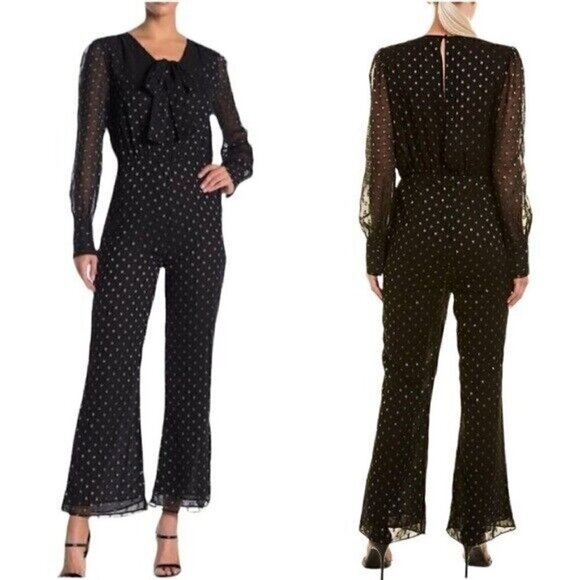 Walter Baker Emory Jumpsuit Black and Silver Women’s Size Medium